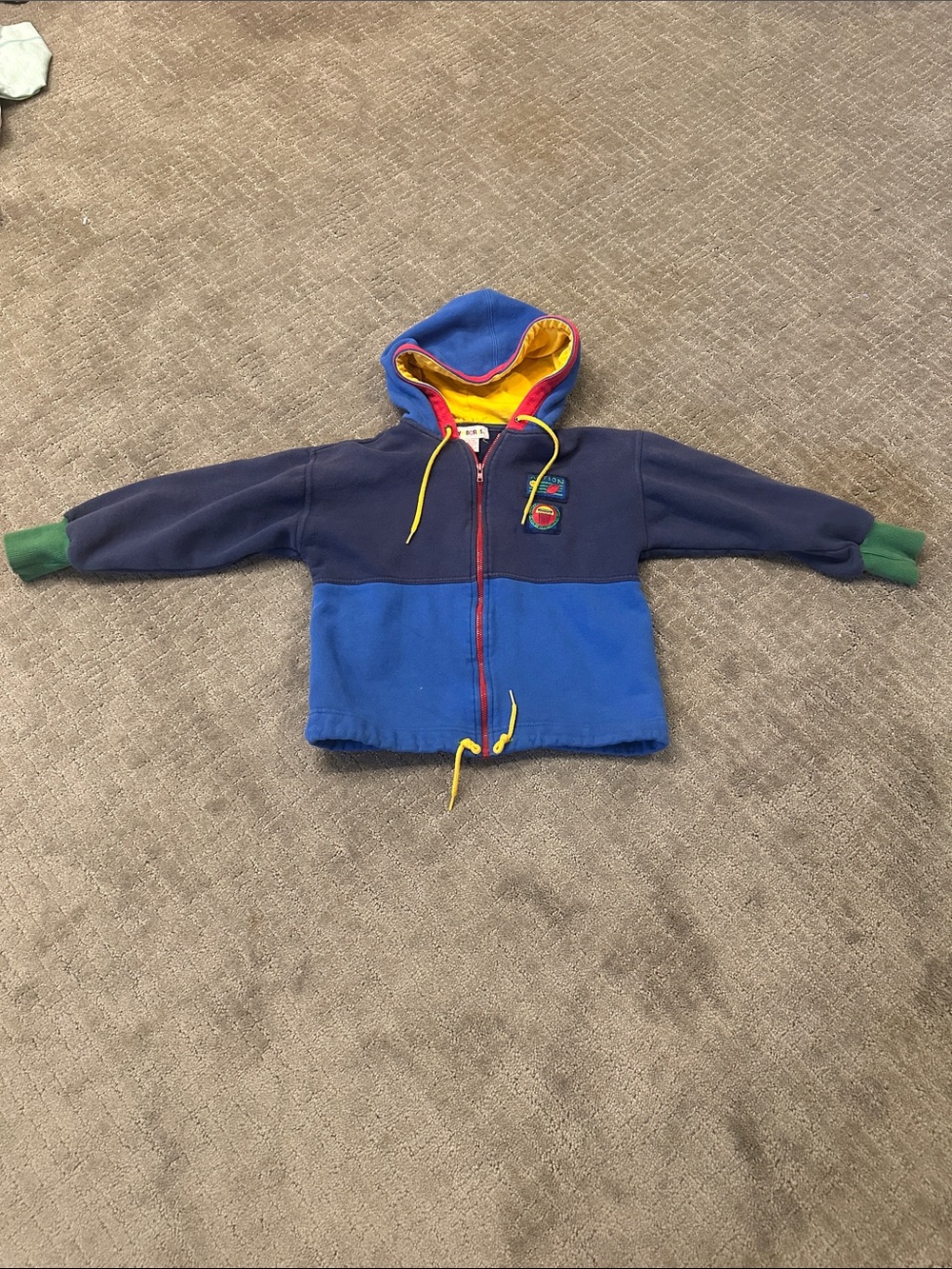 Vintage Gymboree Navy & Bright Blue Hood Colorblock Jacket with Yellow Trim Boys